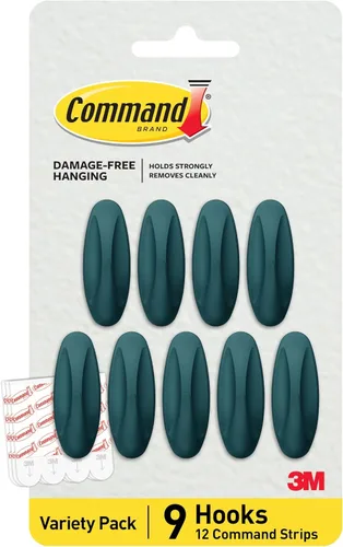 Miniatura 11 de Command Ganchos medianos de diseño, negro, 9 ganchos, 12 tiras