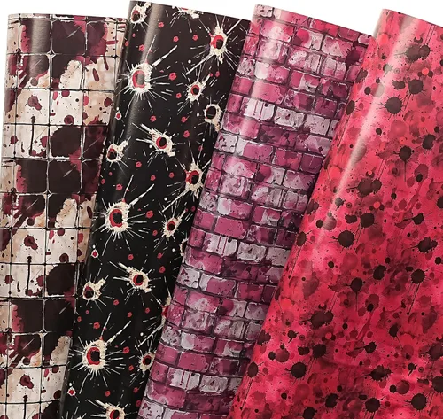 Miniatura 21 de WRAPAHOLIC Hoja de papel de regalo de Navidad, 12 hojas de diseño de árbol de Navidad rosa y casa, plegada plana con 12 etiquetas de regalo