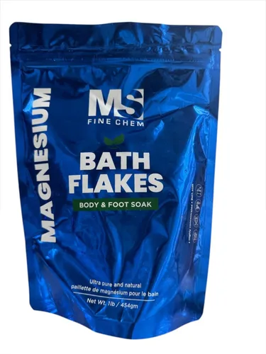Copos de magnesio puro, 1 libra, ideal para baños de pies y cuerpo, minerales naturales de cloruro de magnesio, mejor absorción sobre la sal de