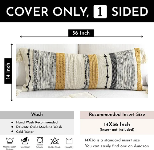 Miniatura 2 de BlissBlush Funda decorativa para cojín marrón 18x18 cuadrada estilo bohemio con borlas, funda de cojín para sofá, dormitorio, sala de estar