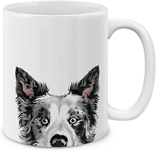 MUGBREW Black Merle Border Collie - Taza de café de cerámica para perro, 11 onzas Black Merle Border Collie Perro