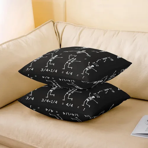 Miniatura 3 de Manfei Skull Maths Throw Pillow Cover Gothic Style Square Cushion Case Halloween Skeletons Black White Decor Throw Porch Pillows Cases for Couch