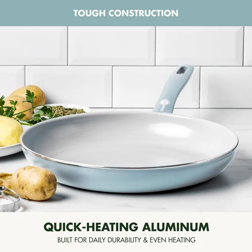Miniatura 4 de GreenPan Dover - Sartén de 12 pulgadas con revestimiento antiadherente de cerámica libre de PFAS no tóxicos, para sellar, saltear, freír huevos