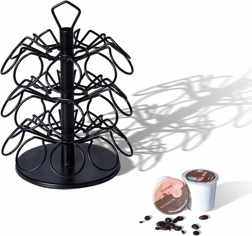 Miniatura 3 de K-Cup - Almacenamiento de cápsulas de café, soporte para cápsulas de carrusel, almacenamiento para cápsulas K (27 cápsulas-3 niveles)