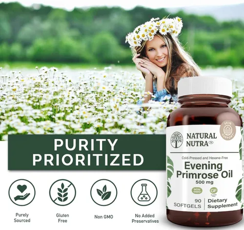 Miniatura 4 de Natural Nutra Suplemento de aceite de onagra de ácido graso, salud nerviosa, ayuda a reducir las imperfecciones de la piel, equilibrar