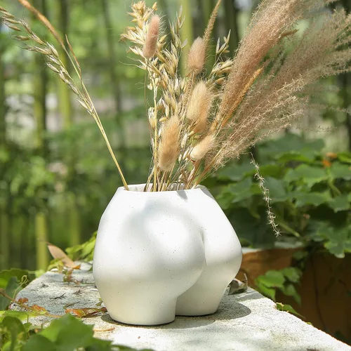 Miniatura 9 de FROZZUR - Maceta con forma de cuerpo femenino, jarrón con trasero, maceta de flores femenina, maceta moderna de resina estilo bohemio, color blanco