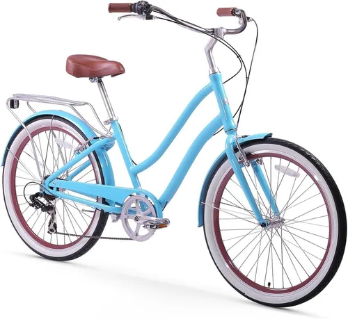 Miniatura 10 de sixthreezero EVRYjourney Bicicleta Cruiser de Playa para Mujeres, Bicicleta Híbrida de Turismo con Cuadro de Paso Bajo