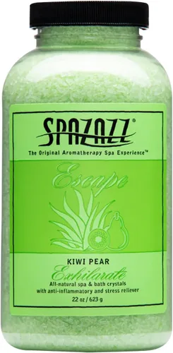 Spazzaz - Cristales de aromaterapia para bañera de hidromasaje y spa. Cristales de pera kiwi de 22 onzas y sales de baño, sin aceite y seguro para