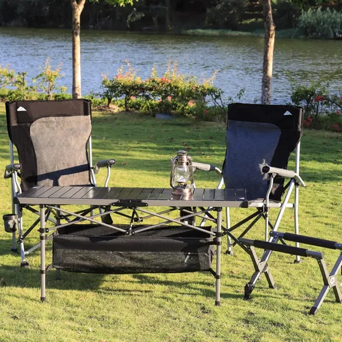 Miniatura 7 de Ablazer Paquete de 2 sillas de camping para adultos, silla de caza portátil que soporta 350 libras, silla plegable de gran tamaño resistente