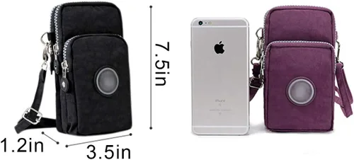 Miniatura 7 de ZGMYC Bolsa de 3 capas para teléfono celular, bolso de pulsera impermeable deportivo para el hombro, cartera