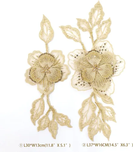 Miniatura 5 de HHQ Parches de lentejuelas con abalorios para coser, brillantes, plateados, hechos a mano, con piedras, encaje, para coser, accesorios para corpiño