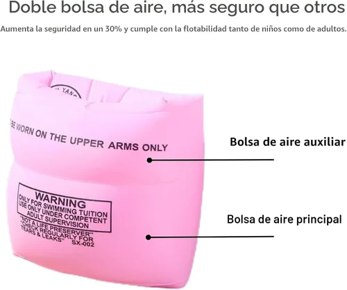 Miniatura 3 de Paquete de 2 a 4 flotadores de brazo para niños y adultos – Flotadores de piscina, bandas de brazo inflables de PVC, flotadores de brazo para niños