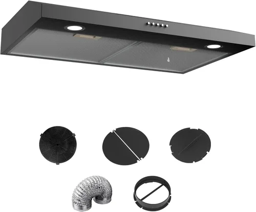 Campana extractora negra – Bajo gabinete, extractor metálico de cocina, campana extractora debajo del gabinete, campana extractora de 30 pulgadas,