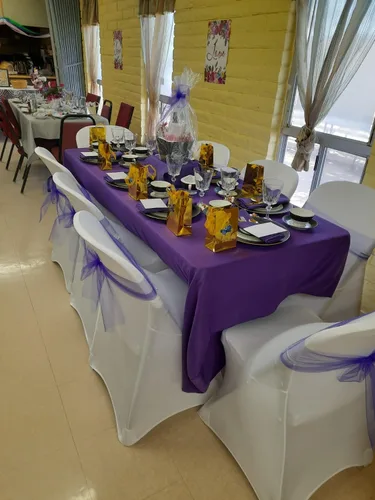 Miniatura 3 de Your Chair Covers - Mantel rectangular de poliéster de 90 x 132 pulgadas, color morado, mantel de boda sin costuras de alta calidad para mesas