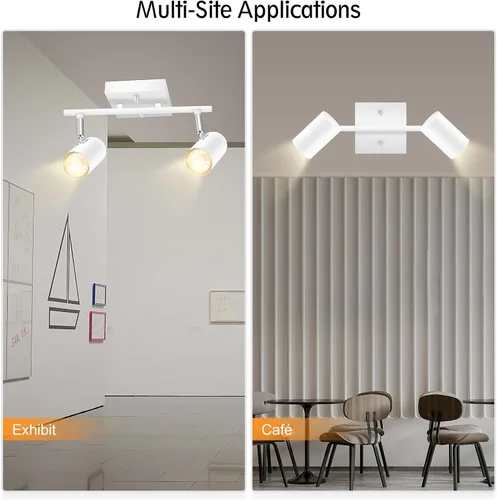Miniatura 6 de BoostArea Kit de iluminación de pista de 2 luces, iluminación de pista LED con zócalo GU10, cabezales de luz flexiblemente giratorios, modernas