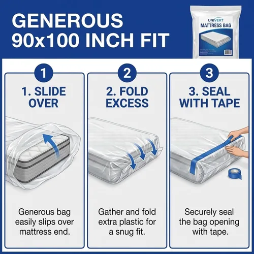 Miniatura 2 de Bolsa protectora de colchón impermeable Queen para mudanza y almacenamiento, resistente de 0.079 in (90 x 100 pulgadas), fabricada en Estados