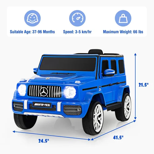 Miniatura 7 de OLAKIDS Vehículo eléctrico conducible para niños de 12V, vehículo con licencia Mercedes Benz G63 con control remoto, puertas dobles abiertas, Azul