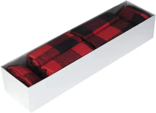 Miniatura 6 de Camino de mesa y 4 servilletas – Patrón de tartán rojo para Navidad – Camino de 110 x 14 pulgadas y servilletas de 17 x 17 pulgadas – en caja