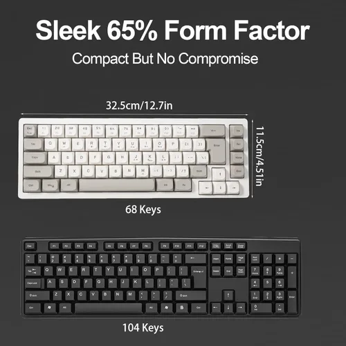Miniatura 5 de Teclado de membrana RGB para juegos con cable. Teclado de computadora LED cremoso mini del 65%. Pequeño teclado ergonómico con clic con teclas ABS