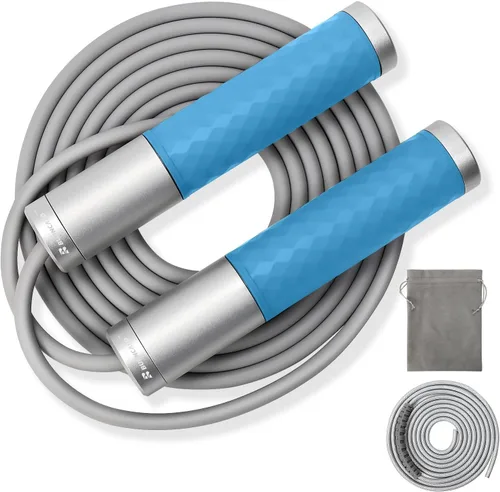 Cuerda de saltar con peso para hombres, mujeres (1.5 libras) – Asas de acero aleado, cuerda de salto de velocidad, gimnasio, interior/exterior,