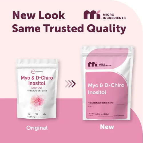 Miniatura 2 de Micro Ingredients Myo-Inositol y D-Chiro Inositol en polvo, 1 libra (221 porciones) Suplemento de inositol de proporción ideal 40:1 para mujeres