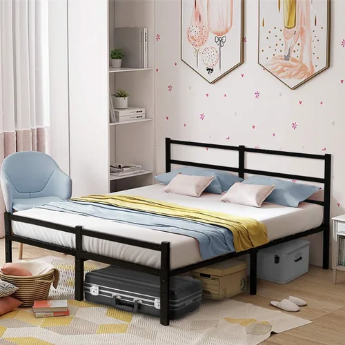 Miniatura 3 de Base de cama con cabecero, base de cama con plataforma de 14 pulgadas, no requiere somier, base de cama metálica de tamaño Queen con espacio