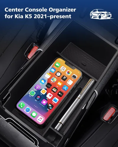 Miniatura 2 de FIILINES Organizador de consola central para Kia K5 2021-2025, bandeja de consola central, caja de almacenamiento de reposabrazos secundario