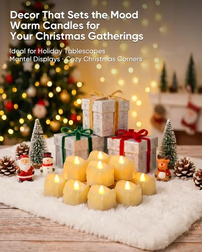 Miniatura 5 de Homemory 12Pcs Dripping Flameless LED Tea Lights, 1.58" x 1.2" Battery Operated Flickering Fake Candles, 200+ Hours Electric Votive Tealights for