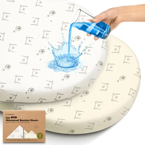 Miniatura 22 de Paquete de 2 sábanas de moisés para bebé niña y niño - 33x17 viscosa derivada de bambú, sábanas ajustables para colchón de moisés junto a la cama