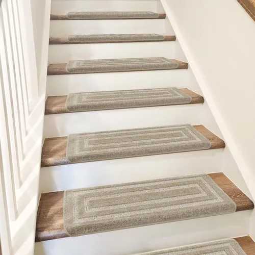 Miniatura 4 de PURE ERA Bullnose - Juego de peldaños de alfombra para escaleras, sin cinta, antideslizantes, protectores de escaleras para interiores, alfombras