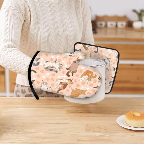 Miniatura 6 de Manoplas de horno de hongos y hojas y soportes para ollas de cocina, juego de 2 piezas, almohadilla resistente al calor para hornear, barbacoa