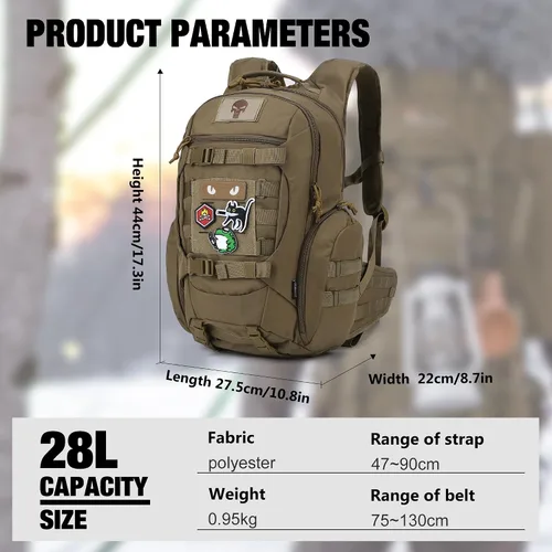 Miniatura 2 de Mardingtop - Mochila táctica de 28L para hombres con parche de velcro, Caqui