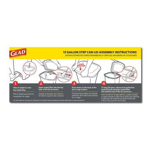 Miniatura 6 de Glad Paquete de 2 botes de basura de 13 galones, cubos de basura de plástico para cocina con protección contra olores de tapa, manos libres