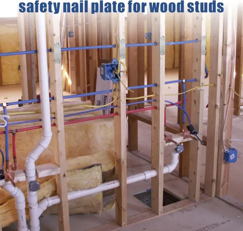 Miniatura 7 de Paquete de 50 placas de clavo para tachuelas, placas de seguridad de acero para proteger la fontanería y el cableado, protectores de cable de 1.5 x