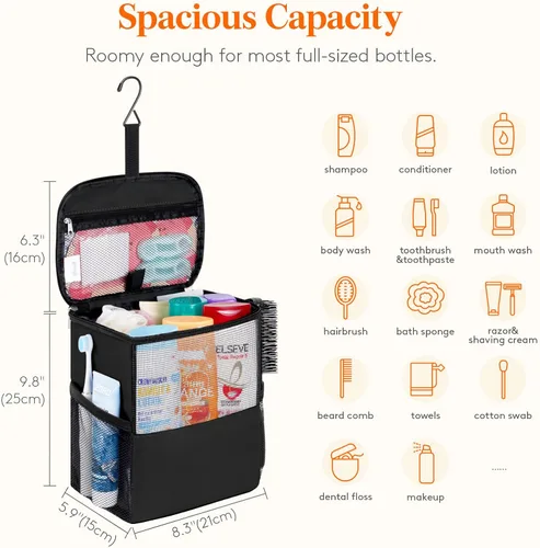 Miniatura 2 de Lifewit Bolsa Organizadora de Ducha de Malla Portátil Artículos Esenciales para Dormitorio Universitario Canasta Tote Organizadora para Baño
