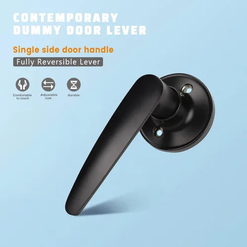 Miniatura 2 de KNOBWELL Paquete de 1 palancas de puerta simuladas de una cara con acabado negro mate, manijas de puerta simuladas clásicas para armario, uso