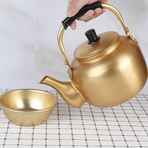 Miniatura 8 de Hervidor de té de aluminio para estufa, tetera clásica con base universal, tetera de 8 litros/34 onzas