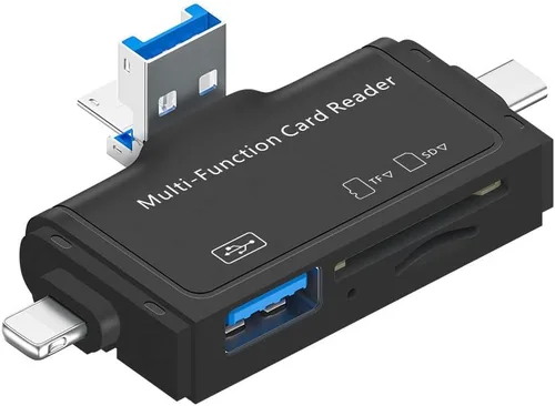 7 en 1 USB 2.0 Lector de tarjetas SD USB C Lector de tarjetas TF/Mirco SD Smart Memory Tipo C Iluminación OTG Flash Drive Adaptador de lector de