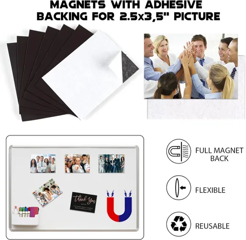 Miniatura 5 de Hojas magnéticas con adhesivo para fotos de tamaño de cartera, paquete de 2.5 x 3.5 – 80 unidades, respaldo autoadhesivo a granel, crea imanes