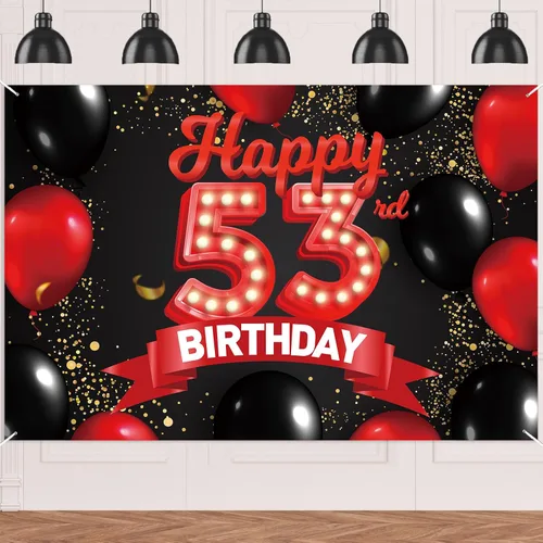 Miniatura 12 de Cartel de feliz cumpleaños 15 color rojo y negro, decoración temática de globos para niñas y mujeres, princesas de 15 años, fiesta de cumpleaños