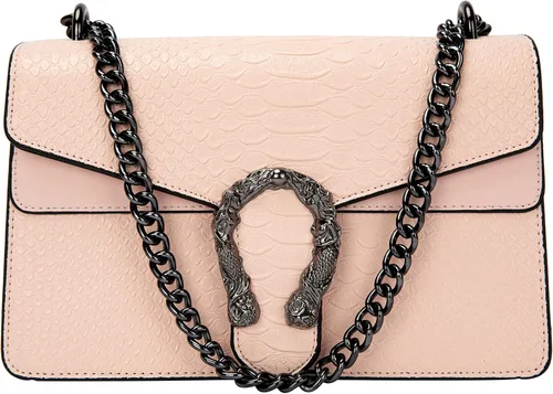 Aiqudou Crossbody Satchel Handbag for Women - Fashion Snake Print Chain Purse Luxury Leather Shoulder Bags