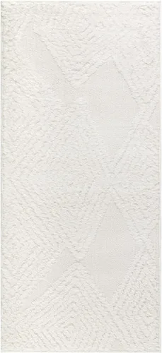 Miniatura 2 de Antep Rugs Palafito 2x4 Alfombra de área interior con textura de pelo Shaggy geométrico de diamante de alto a bajo (blanco, 2 pies x 4 pies)