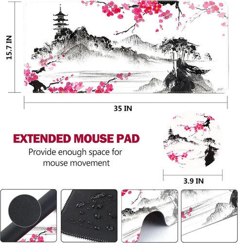 Miniatura 7 de AIMSA Alfombrilla de mouse extendida para juegos, alfombrilla de mouse grande XL con bordes cosidos, base antideslizante duradera para oficina