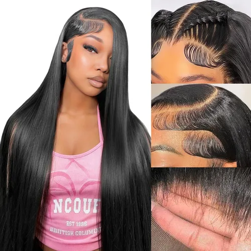 Miniatura 11 de Pelucas de cabello humano lacio prearrancado de 13 x 6 pulgadas, pelucas de cabello humano de densidad 200 HD transparente con encaje frontal
