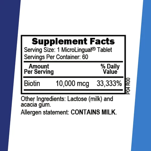 Miniatura 2 de Superior Source Biotina 10000 mcg. Tabletas microlingües de disolución rápida bajo la lengua, 60 unidades, apoya el crecimiento saludable
