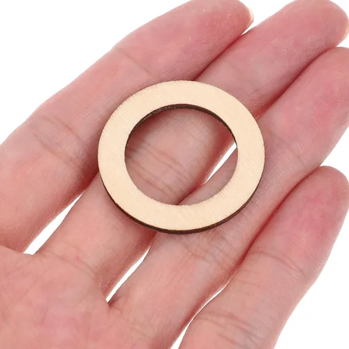 Miniatura 3 de TEHAUX Chips circulares de madera hueca natural, 200 unidades, discos de madera planos redondos de 1.18 pulgadas, pintables y aptos para pegar