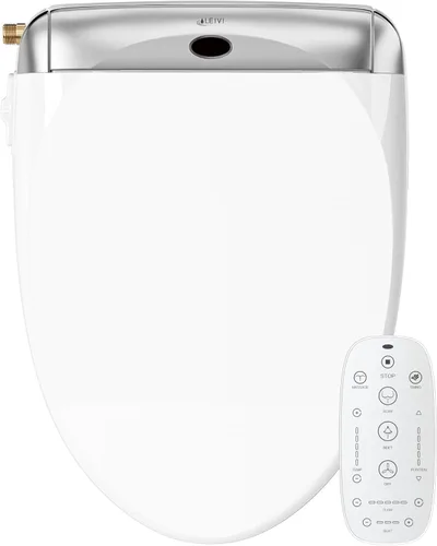 LEIVI Asiento de inodoro bidé eléctrico con control remoto inalámbrico y panel lateral, múltiples modos de rociado, asiento calefactado ajustable,