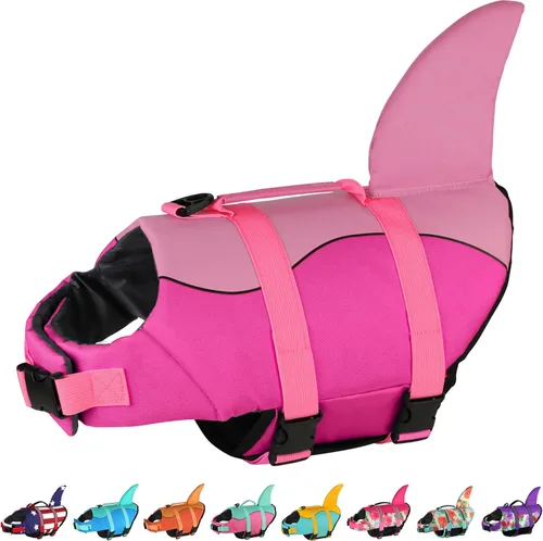 Miniatura 21 de Dogcheer Chaleco salvavidas para perros Tiburón, Chaleco salvavidas ajustable para perros para natación y navegación con flotabilidad superior y asa