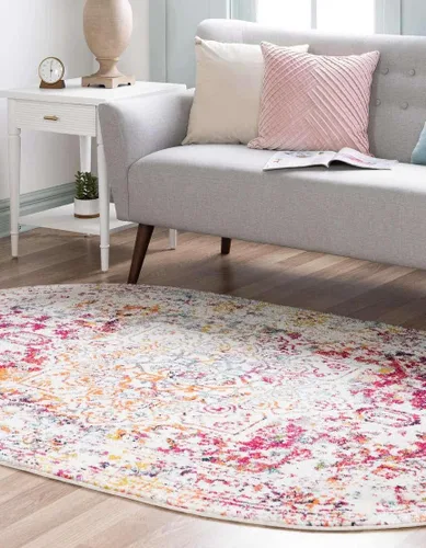 Miniatura 4 de Unique Loom Richmond Collection - Alfombra de área con medallón (4 pies 1 pulgada x 6 pies 1 pulgada, ovalada, multicolor claro/negro)