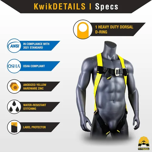 Miniatura 3 de KwikSafety - Charlotte, NC - TORNADO Fall Protection Safety Harness [Full Body Single D-Ring] Construction ANSI Tested OSHA Estándar